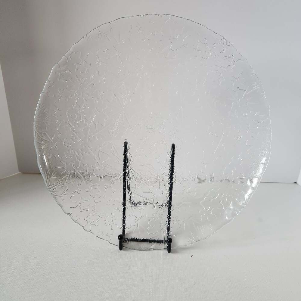 Snowflake Clear Glass 13” Serving Platter Winter Christmas Display Charcuterie